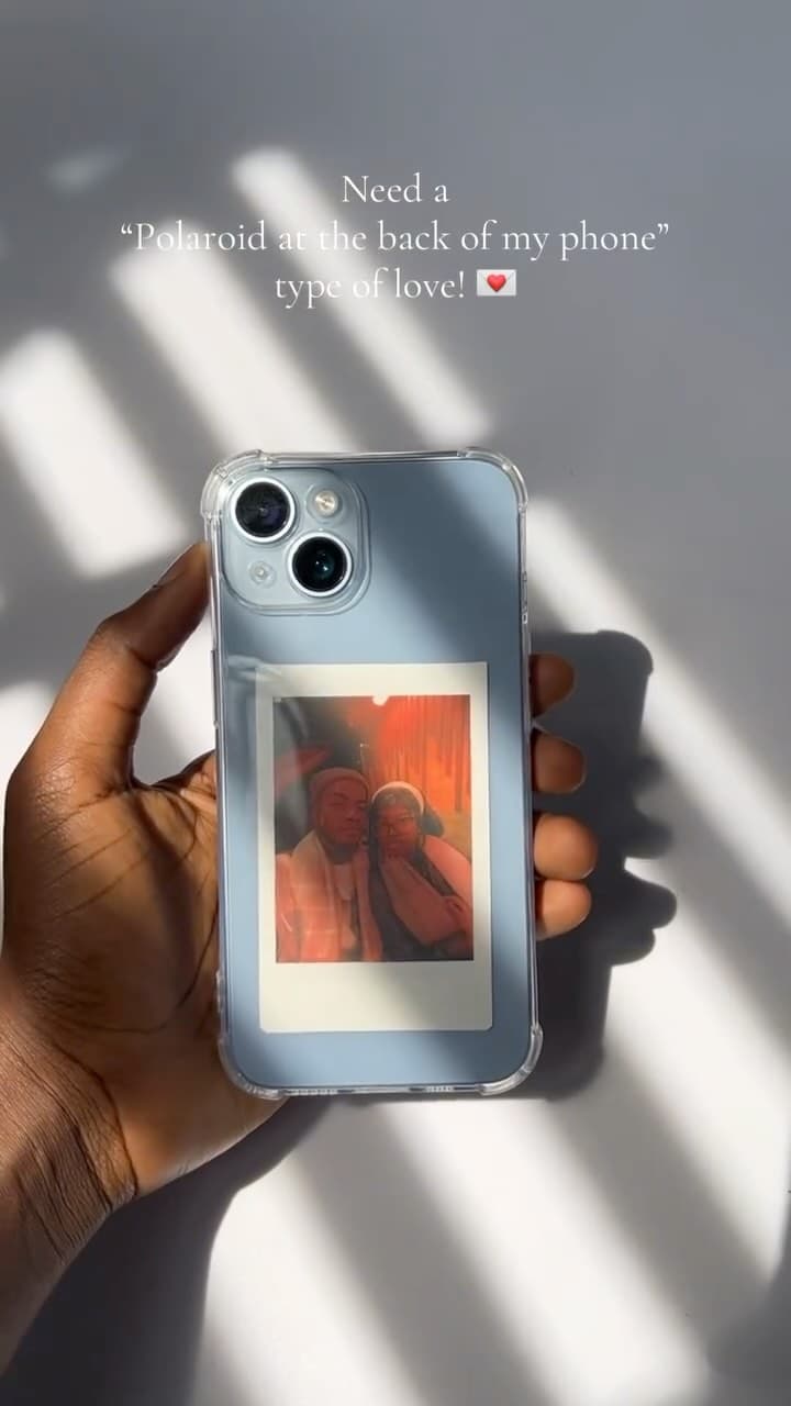 Clear iPhone case with a pocket for Instax Instant Prints
